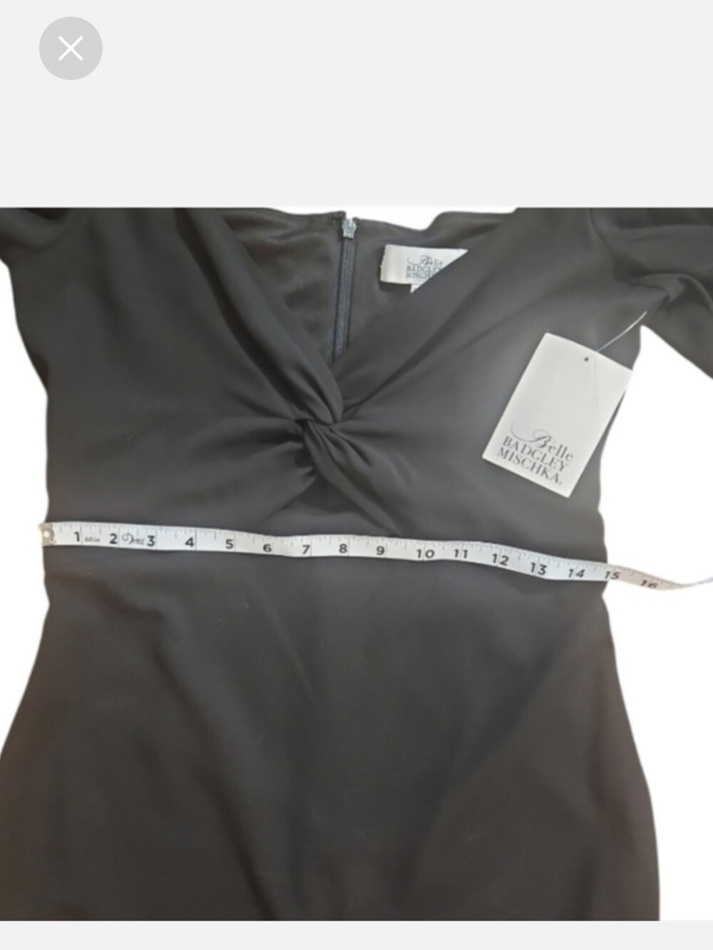 Belle Badgley Mischka Dalia Black Ruched Bodycon Mini Dress Size 8 NWT - Picture 10 of 12